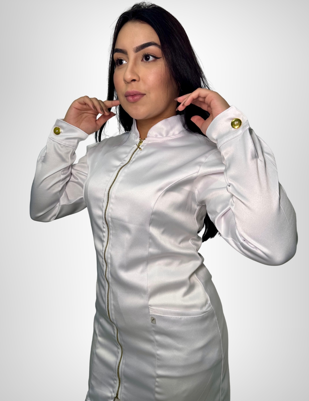 Jaleco Feminino Nativ Acetinado – Branco