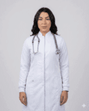 Jaleco Feminino Gola Padre com Punho de Malha em Gabardine - Branco