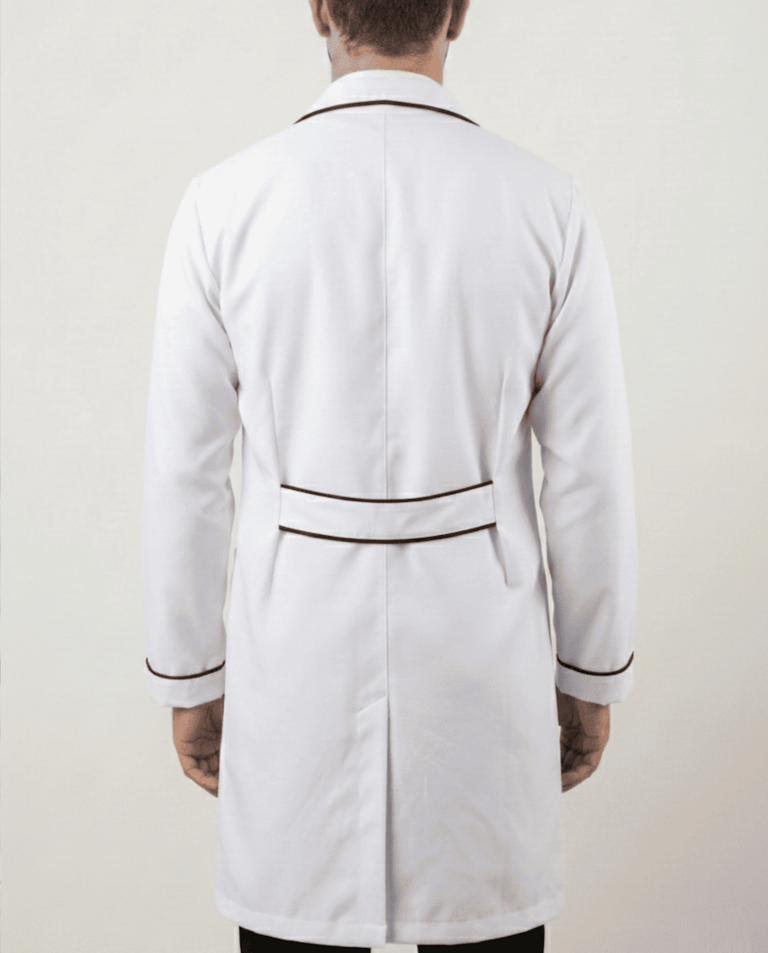 Jaleco Masculino Gola Padre com Viés em Gabardine - Branco