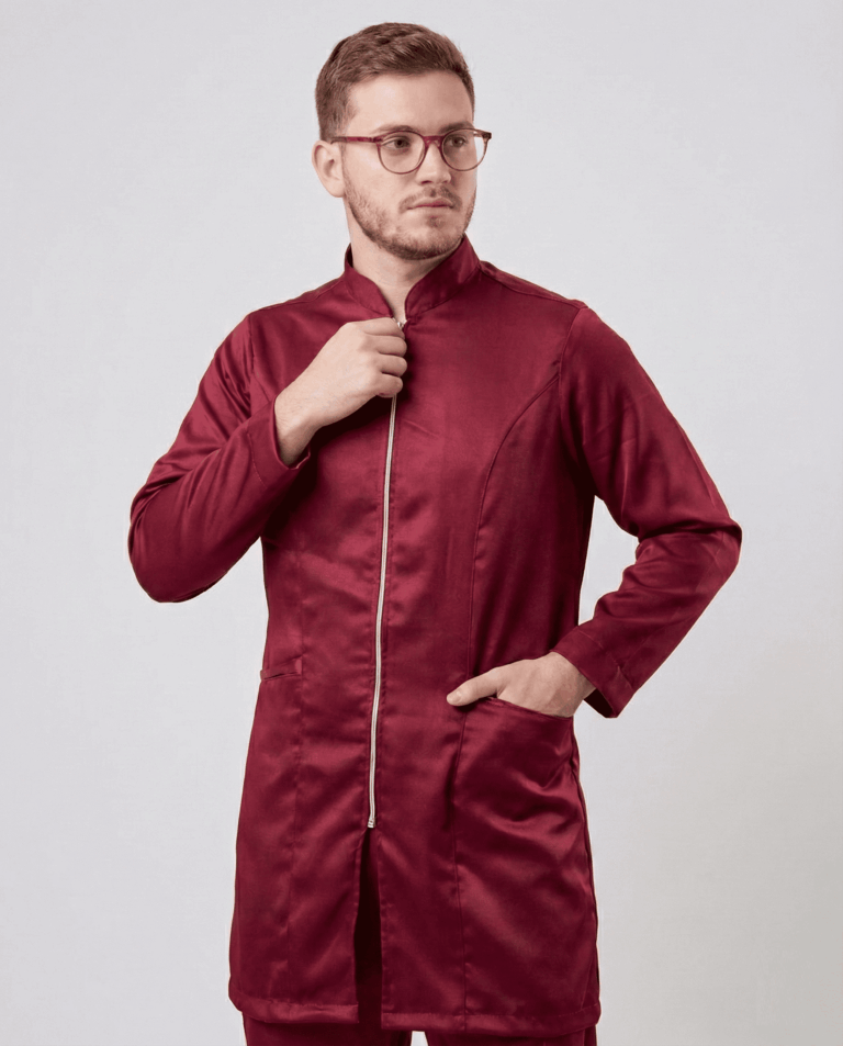 Jaleco Masculino MedStyle Acetinado - Vinho