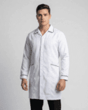 Jaleco Masculino Tradicional com Viés em Gabardine - Branco