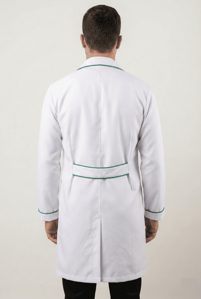 Jaleco Masculino Tradicional com Viés em Gabardine - Branco