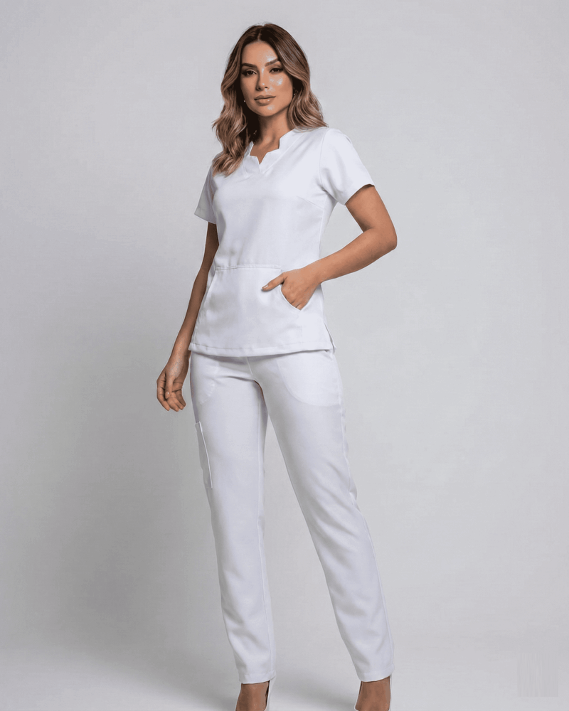 Scrub Feminino Aura Gabardine - Branco