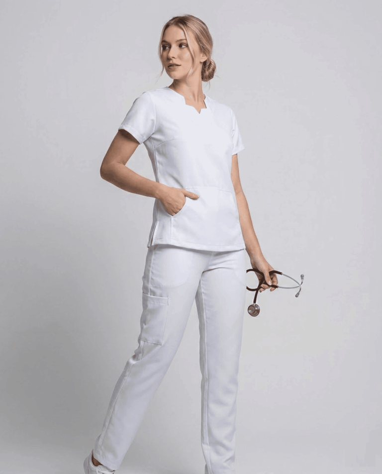 Scrub Feminino Aura Gabardine - Branco