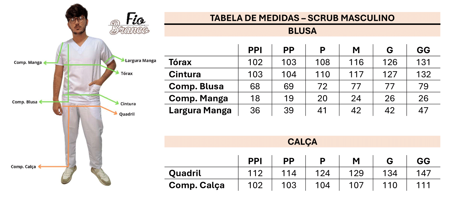 Tabela de Medidas - Scrub Masculino